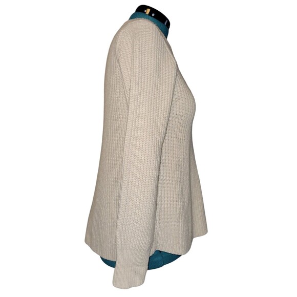 ATHLETA women's M Cream Wool blend knit SIERRA CREW Cable Knit Preppy SWEATER - Picture 4 of 6